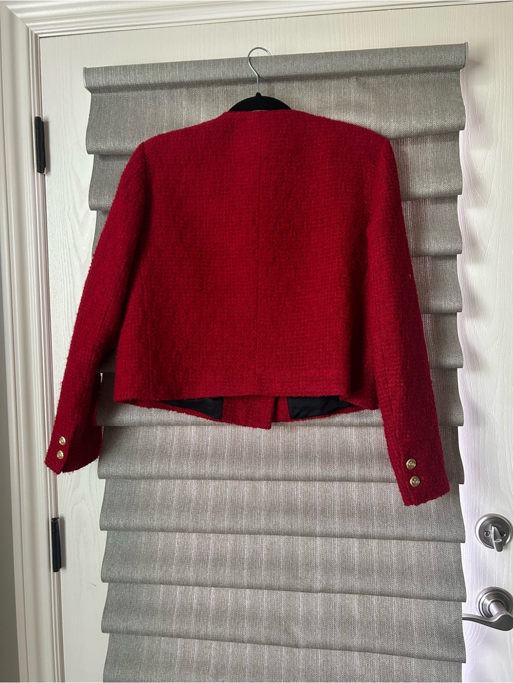 Zara Red Tweed Double-Breasted Blazer with Gold Buttons - Picture 6 of 6